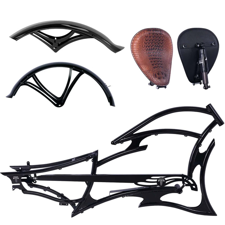 Tracer FM-RAPTOR Ebike Frame 26inch Stretch Chopper for Single Speed/7 Speed - EBike Haul