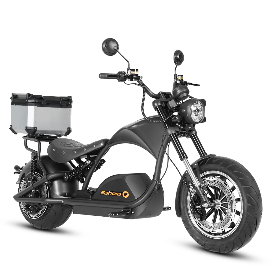 Eahora| Knight M1PS Two Seat +Tailbox Harley-Style 50MPH E-Moped Scooter