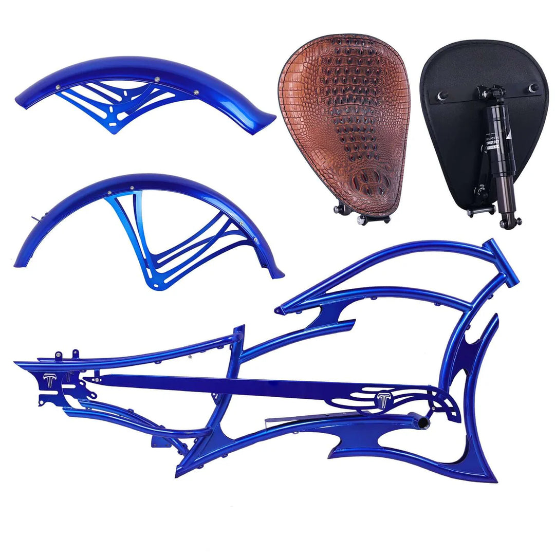 Tracer FM-RAPTOR Ebike Frame 26inch Stretch Chopper for Single Speed/7 Speed - EBike Haul