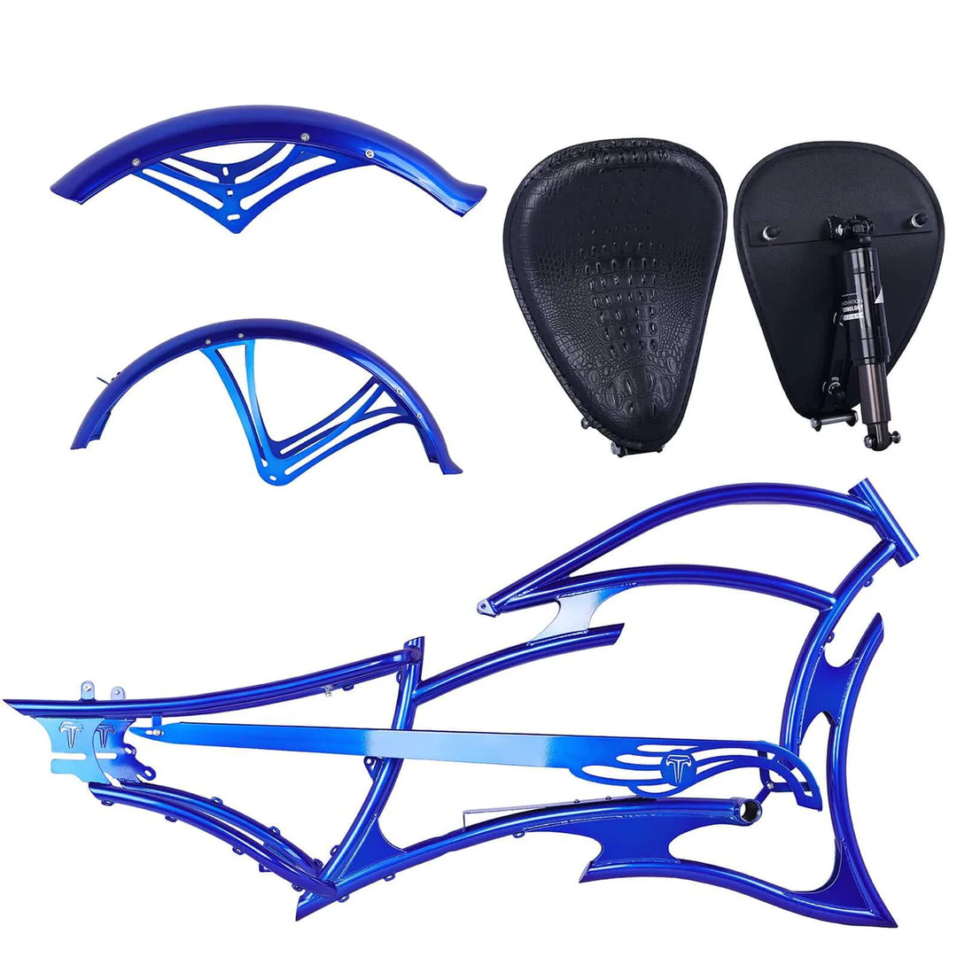 Tracer FM-RAPTOR Ebike Frame 26inch Stretch Chopper for Single Speed/7 Speed - EBike Haul