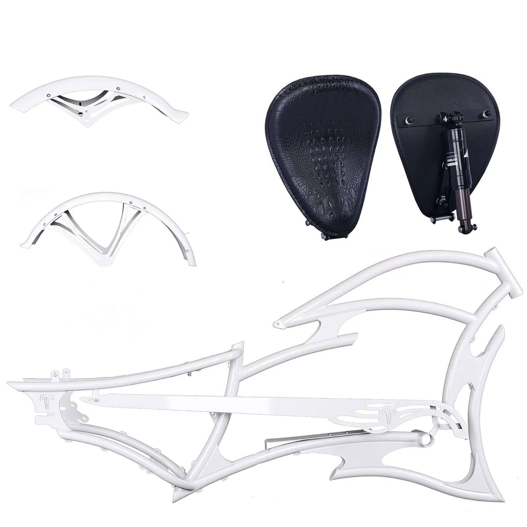 Tracer FM-RAPTOR Ebike Frame 26inch Stretch Chopper for Single Speed/7 Speed - EBike Haul