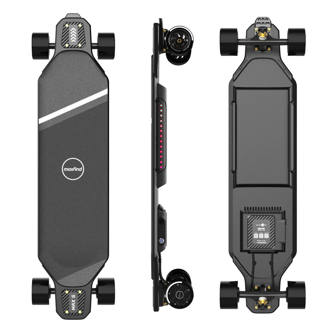 MAXFIND MAX5S| 24 MPH, 15 Mile Range, Dual 650W Motors E-Skateboard