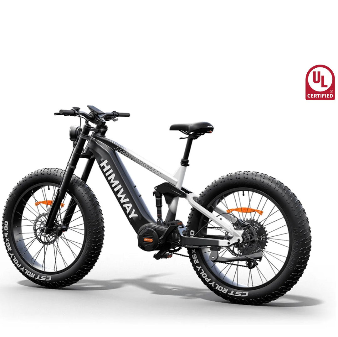 HIMIWAY electric mountain bike on a white background with UL certification logo.