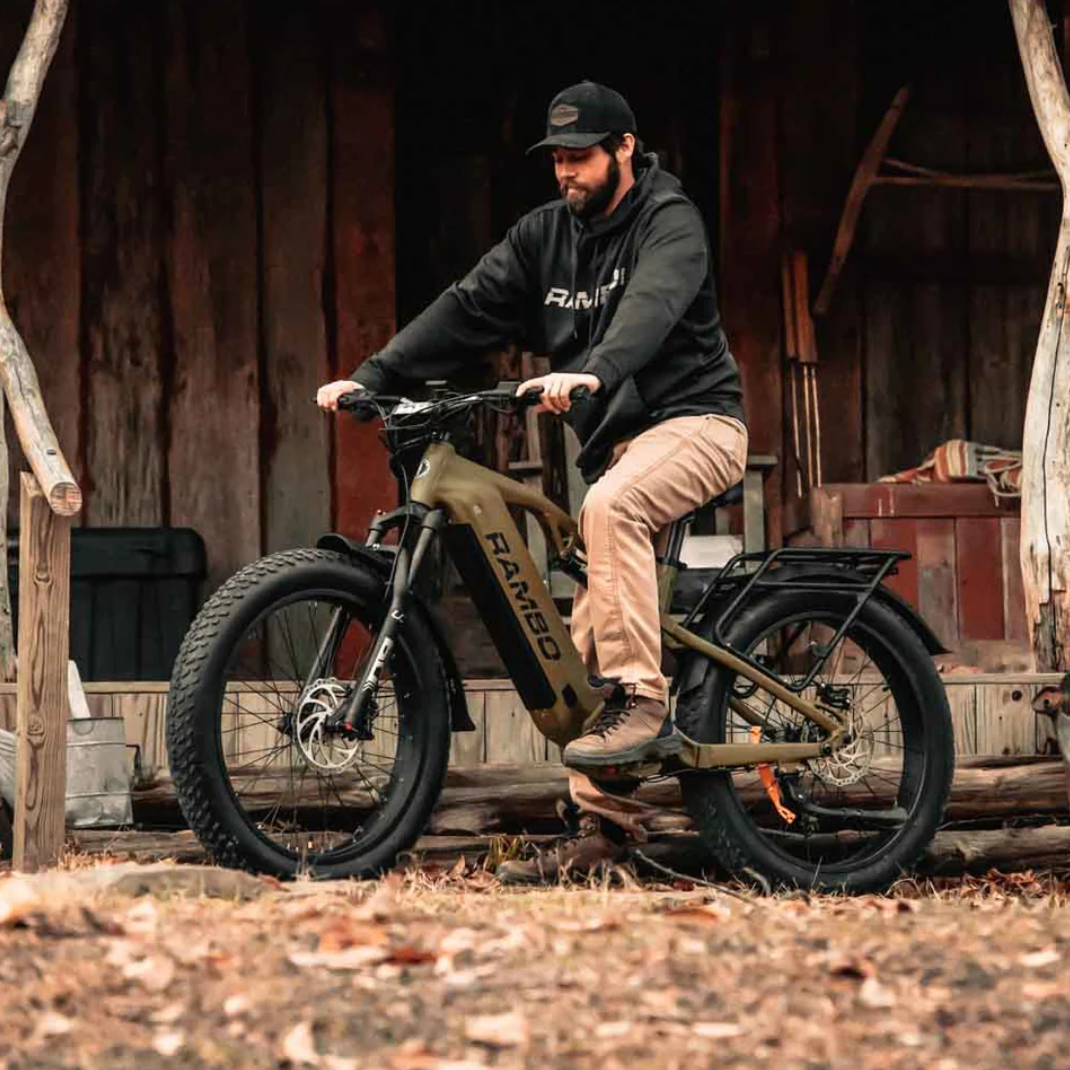 RAMBO Dominator HD| 1000W Mid-Drive Full Suspension Fat Tire Electric Bike - EBike Haul
