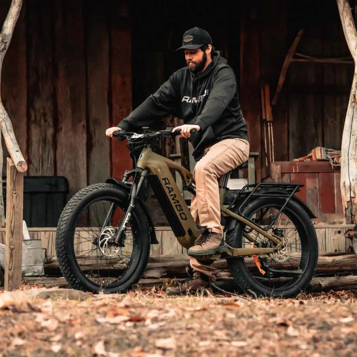 RAMBO Dominator HD| 1000W Mid-Drive Full Suspension Fat Tire Electric Bike - EBike Haul