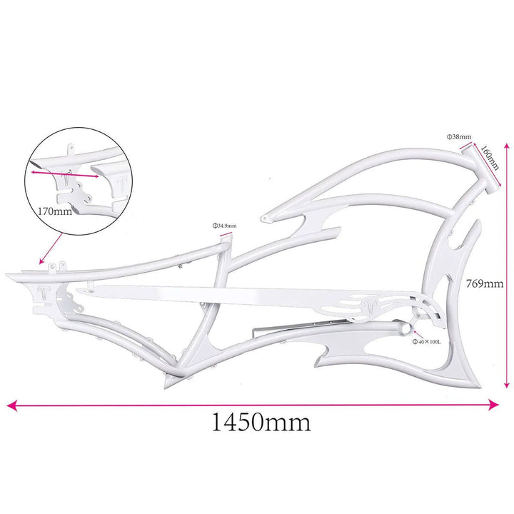 Tracer FM-RAPTOR Ebike Frame 26inch Stretch Chopper for Single Speed/7 Speed