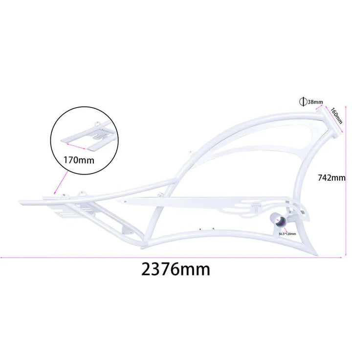 Tracer FM-Scorpion Pro DTS 26" Stretch Chopper Cruiser Over Size Steel Frame - EBike Haul