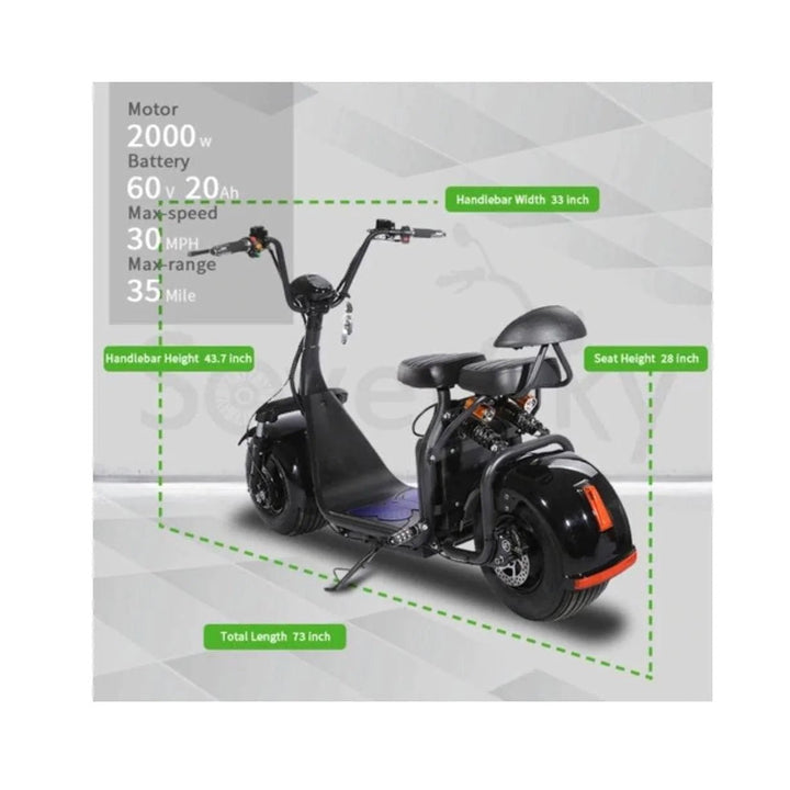 SoverSky SoverSky| X7 Lithium Electric Fat Tire Scooter Citycoco - eBike Haul