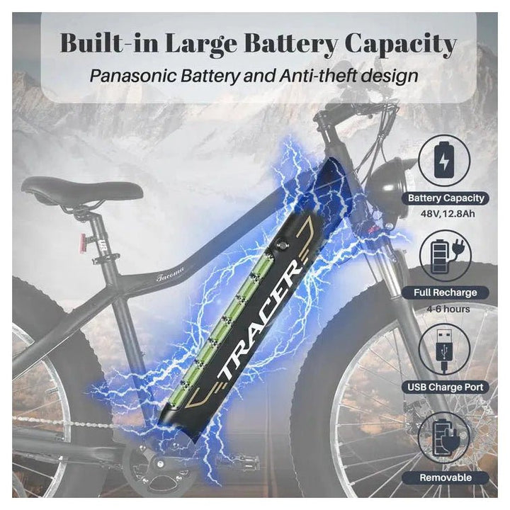 TRACER TRACER| TACOMA 26" 48V/12.8Ah Fat Tire Electric Mountain Bike - eBike Haul