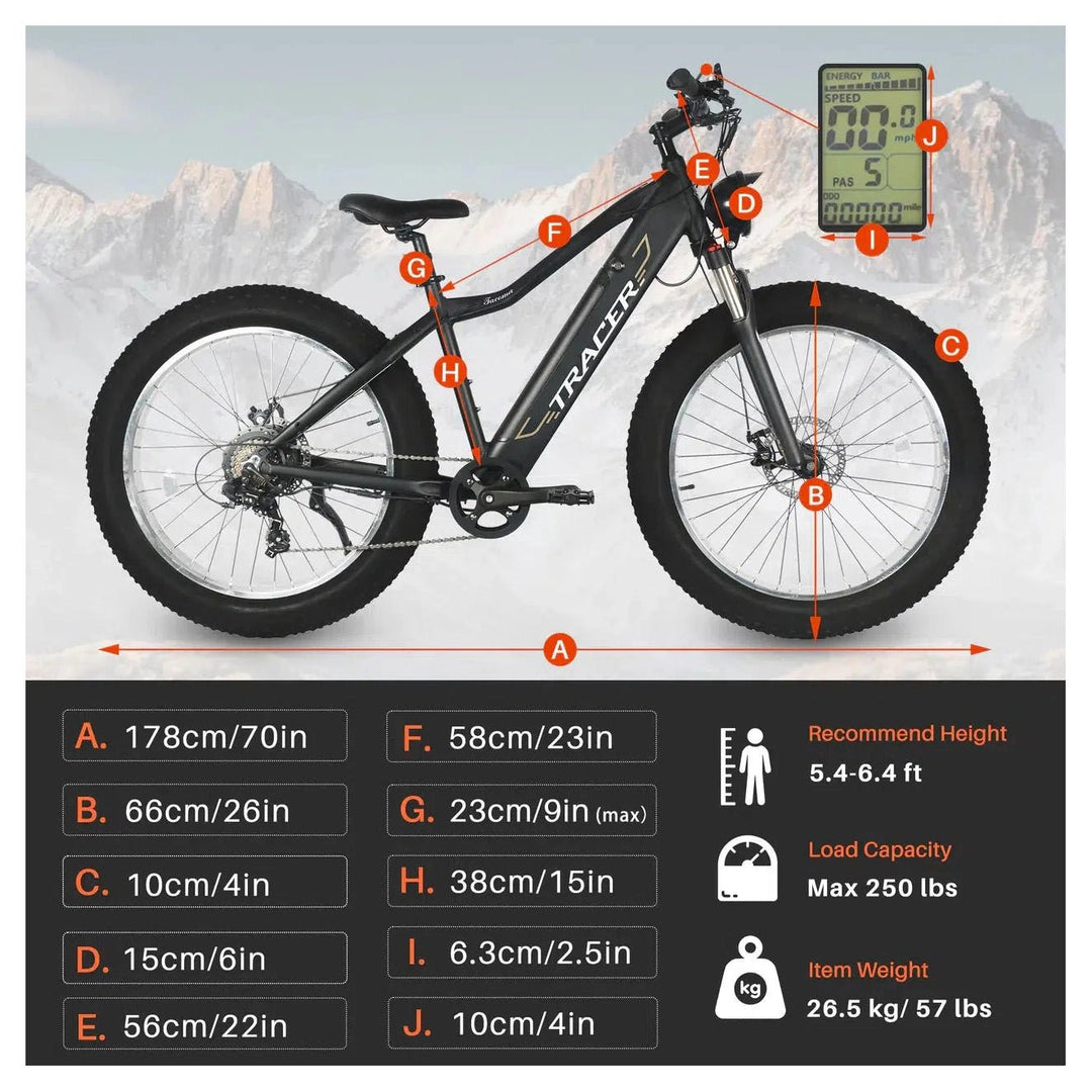 TRACER TRACER| TACOMA 26" 48V/12.8Ah Fat Tire Electric Mountain Bike - eBike Haul