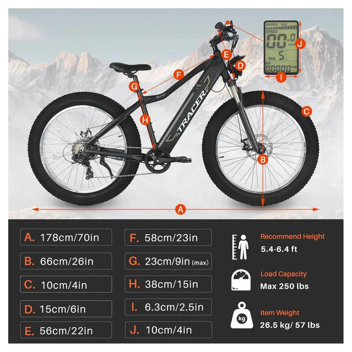 TRACER TRACER| TACOMA 26" 48V/12.8Ah Fat Tire Electric Mountain Bike - eBike Haul