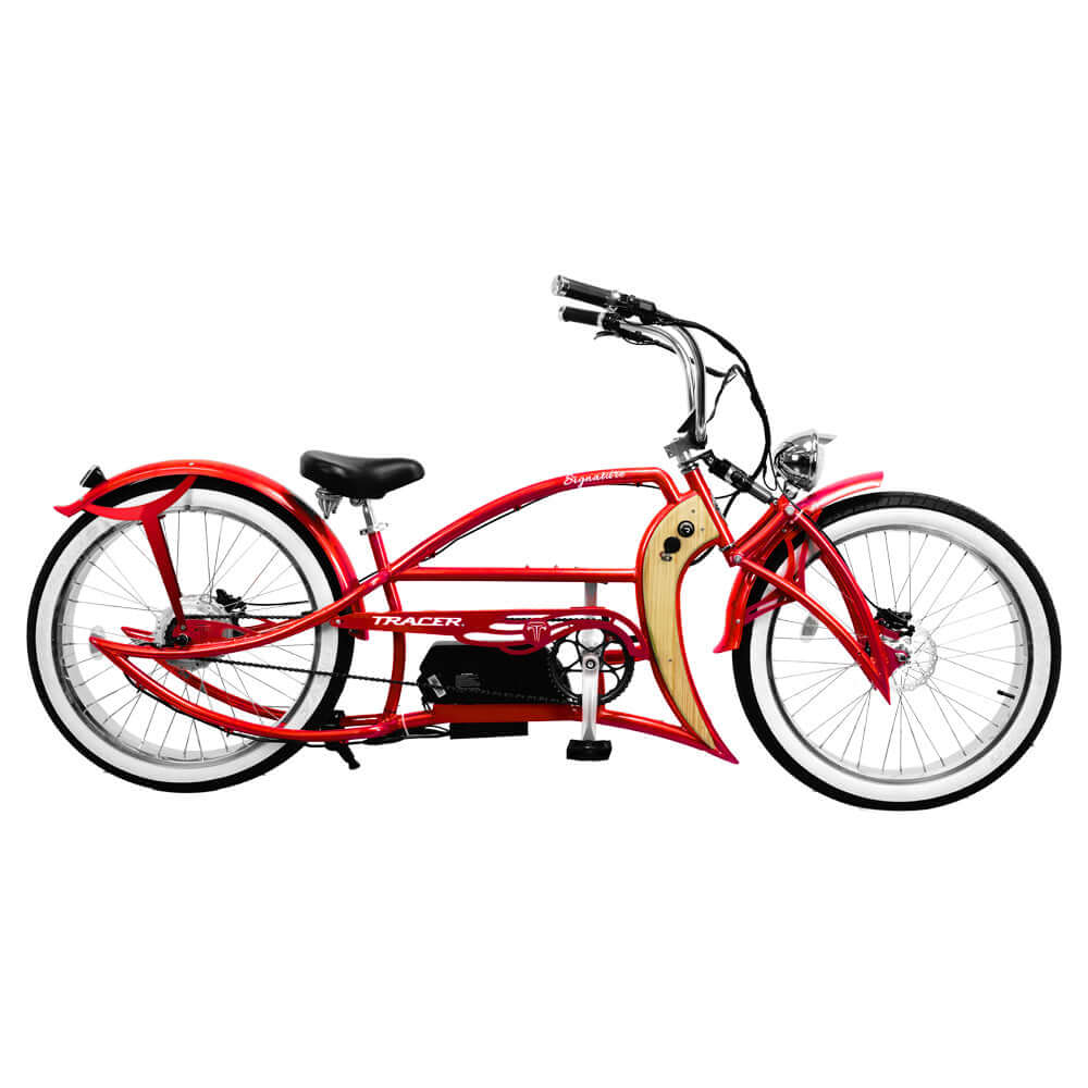 Tracer Signature Pro 26" 800W Chopper Cruiser Electric Bike | USB & Lighter Port