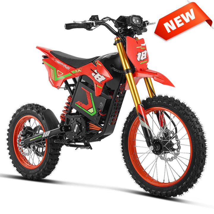 HappyRun F18 Electric Dirt Bike with Mid-Drive for Teens & Adults