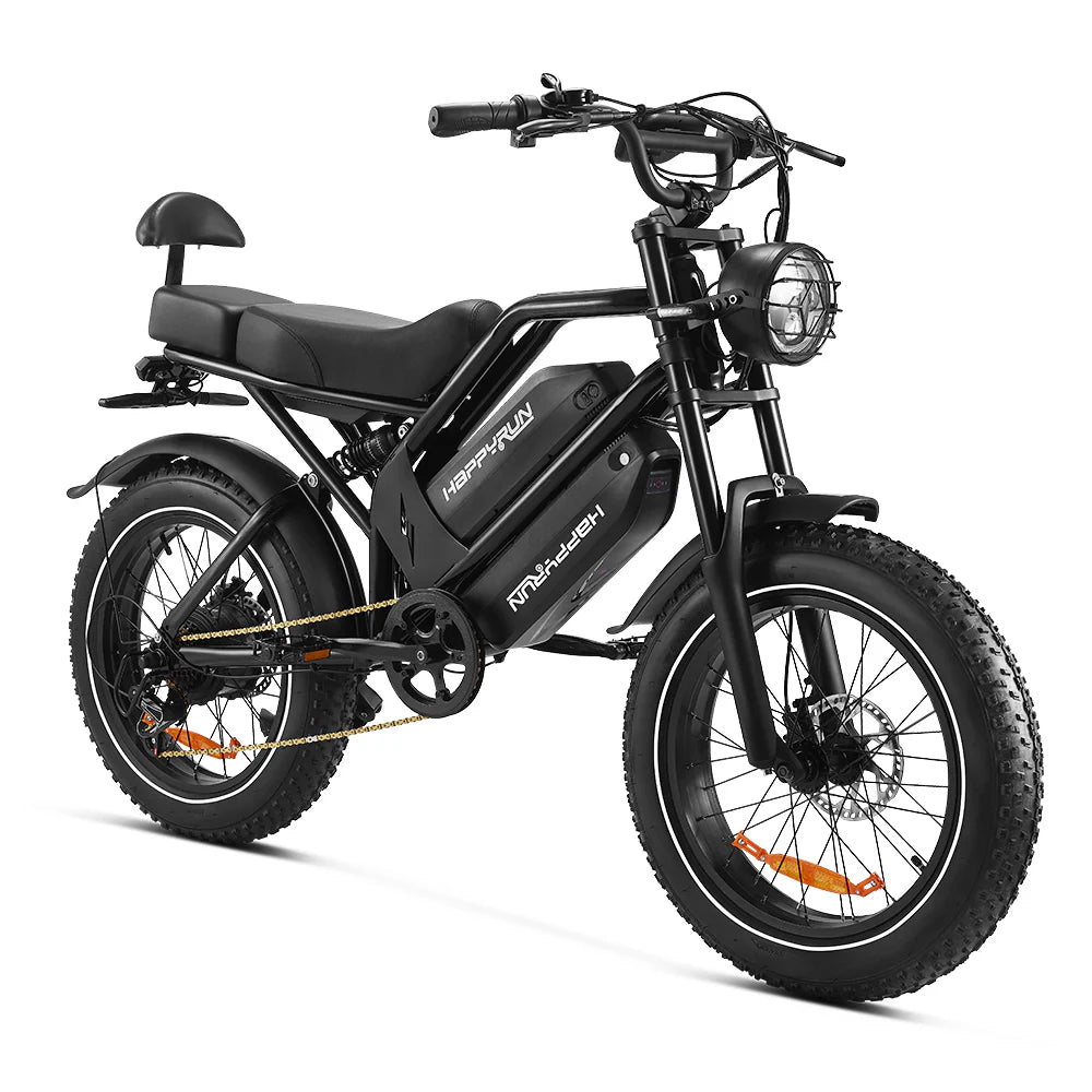 HappyRun G70 Full Suspension, Fat Tire,Two-Seater Fast E-Cargo Bike