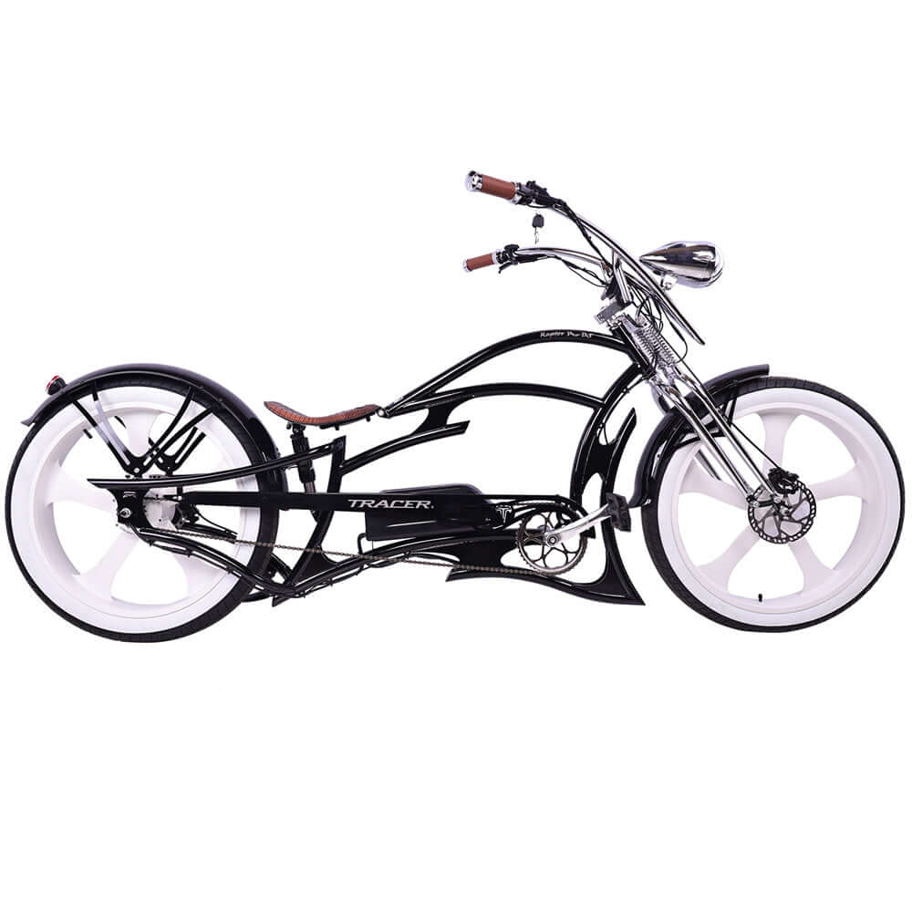 Tracer Raptor Pro DS 800W Stretch Cruiser, Chopper Fat Tire Electric Bike