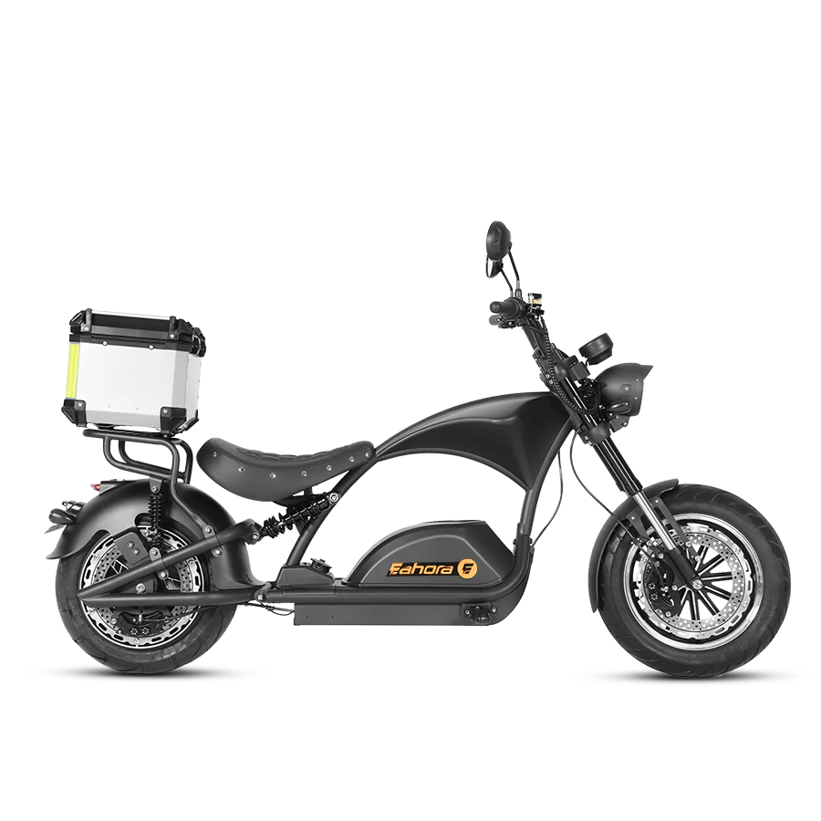 Eahora| Knight M1PS Two Seat +Tailbox Harley-Style 50MPH E-Moped Scooter