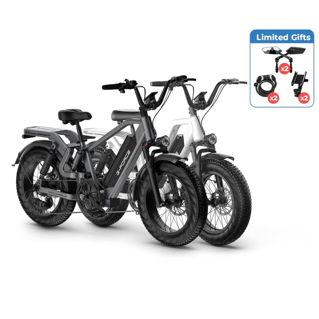 2* G-force RS + RSST All-Terrain Fat Tire Electric Bike Combo G-Force All-Terrain Electric Bikes 15.6AH + 15.6AH 1