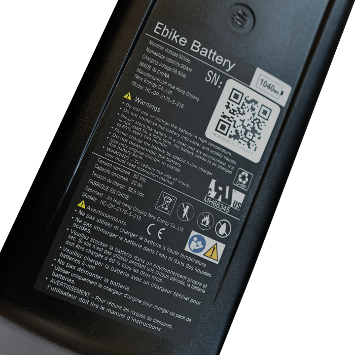 2nd 52V 20AH Battery Kit For SL 750W Bikes