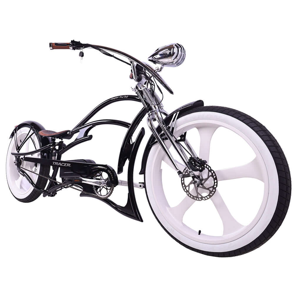 Tracer Raptor Pro DS 800W Stretch Cruiser, Chopper Fat Tire Electric Bike