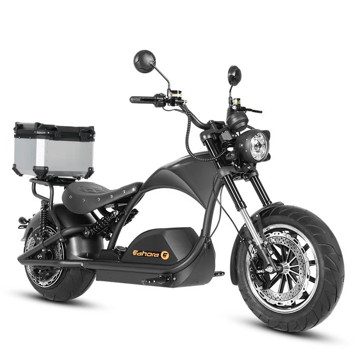 Eahora| Knight M1PS Two Seat +Tailbox Harley-Style 50MPH E-Moped Scooter