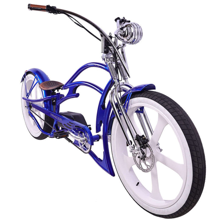 Tracer Raptor Pro DS 800W Stretch Cruiser, Chopper Fat Tire Electric Bike