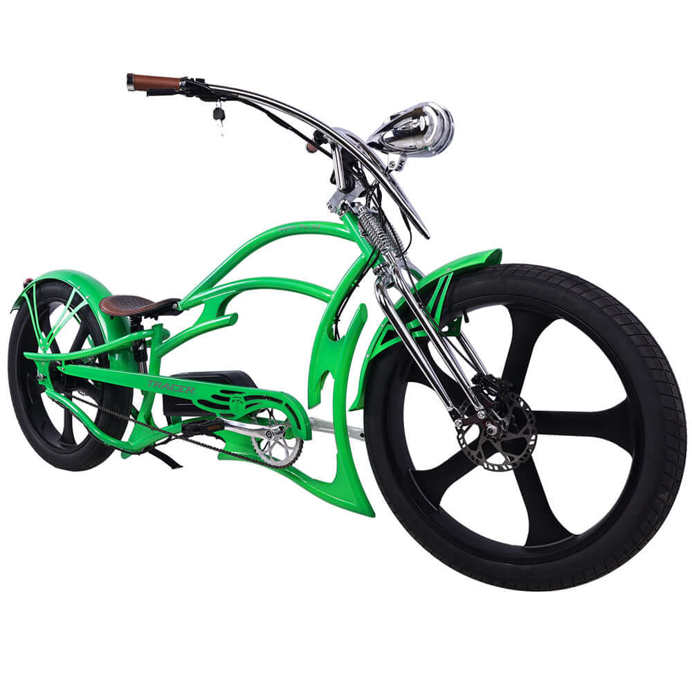 Tracer Raptor Pro DS 800W Stretch Cruiser, Chopper Fat Tire Electric Bike