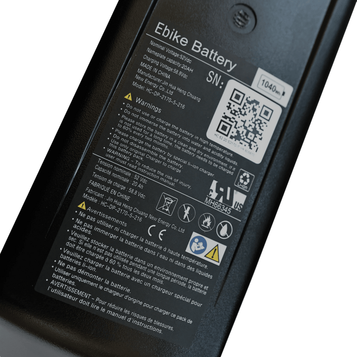 2nd 52V 20AH Battery Kit For SL 750W Bikes Batteries 2