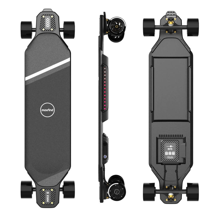 MAXFIND MAX5S| 24 MPH, 15 Mile Range, Dual 650W Motors E-Skateboard