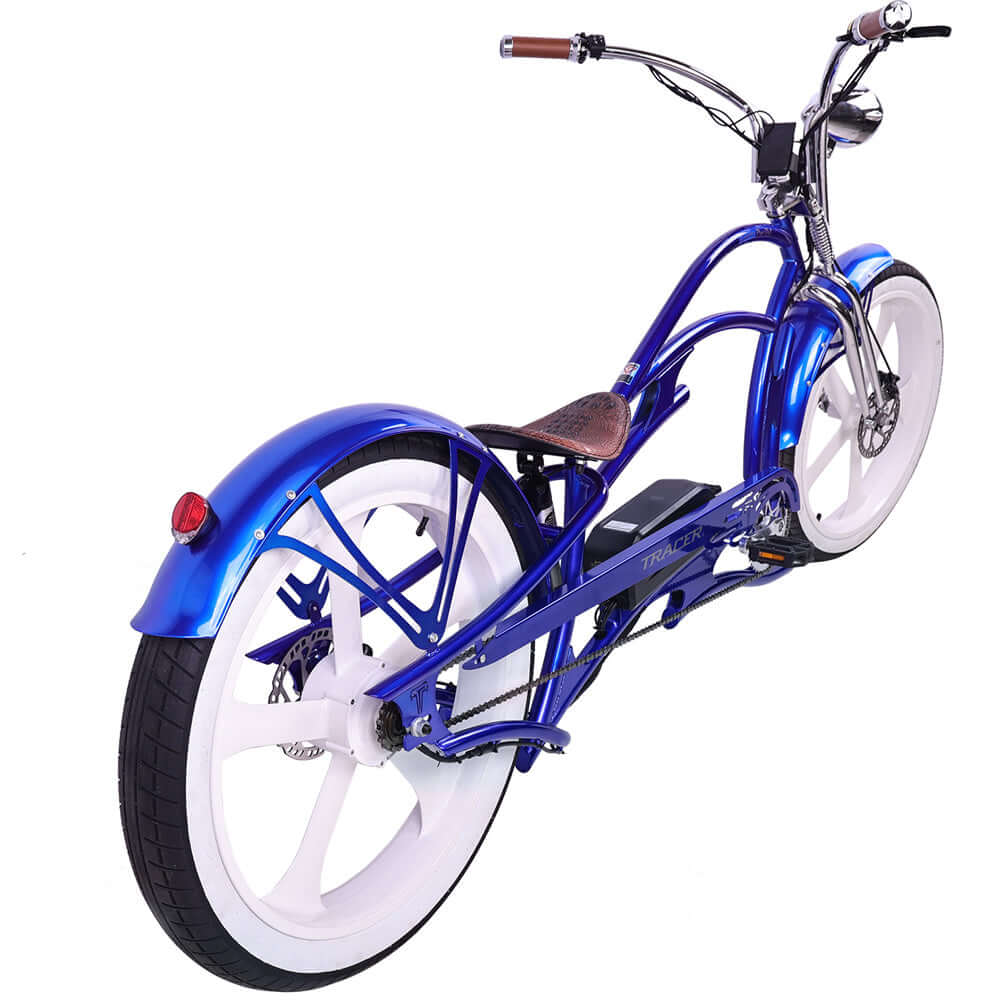 Tracer Raptor Pro DS 800W Stretch Cruiser, Chopper Fat Tire Electric Bike