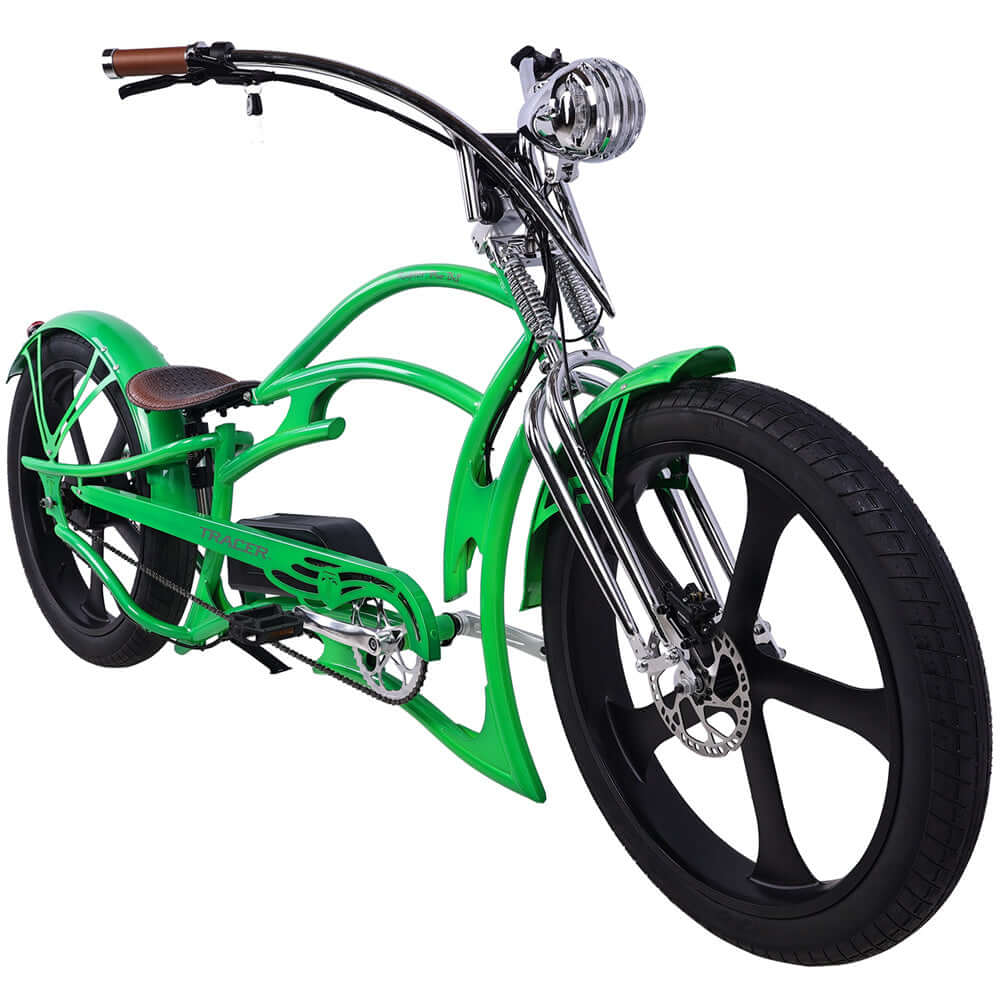 Tracer Raptor Pro DS 800W Stretch Cruiser, Chopper Fat Tire Electric Bike