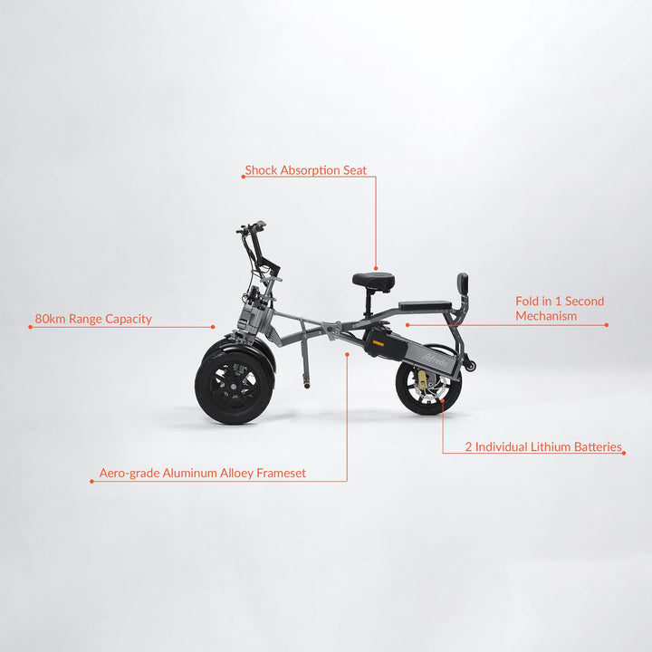 Afreda S8 Stable 3-Wheel Foldable Electric Scooter with App Control