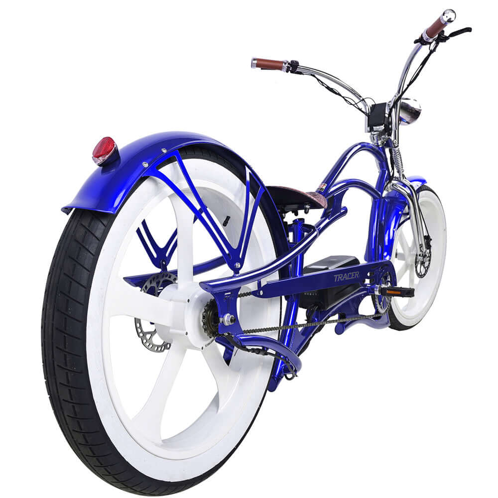 Tracer Raptor Pro DS 800W Stretch Cruiser, Chopper Fat Tire Electric Bike
