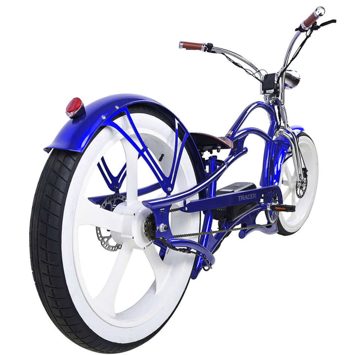 Tracer Raptor Pro DS 800W Stretch Cruiser, Chopper Fat Tire Electric Bike
