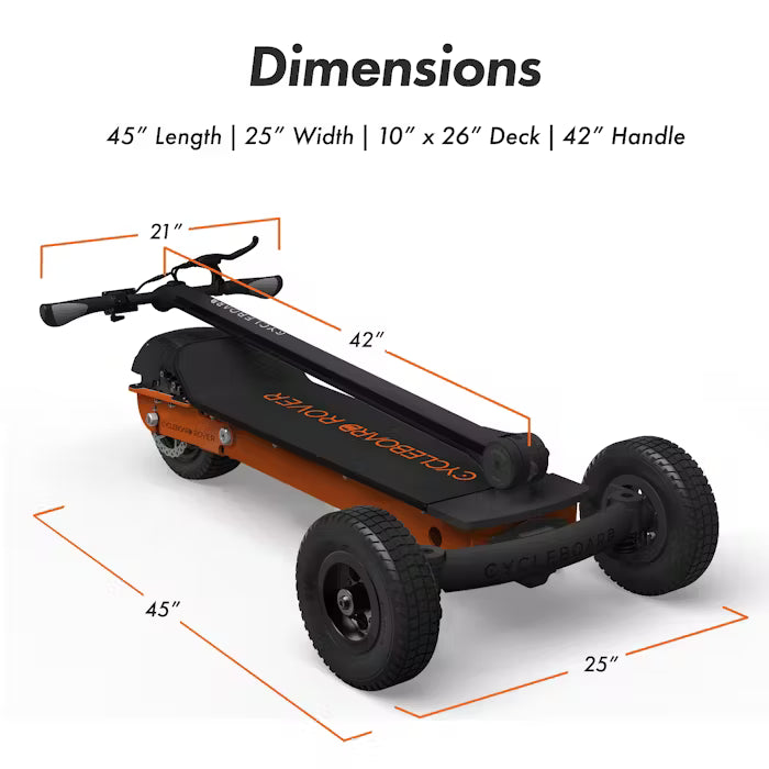 CycleBoard Rover| Lean-to-Steer Electric Scooter | Off-Road 3-Wheeler