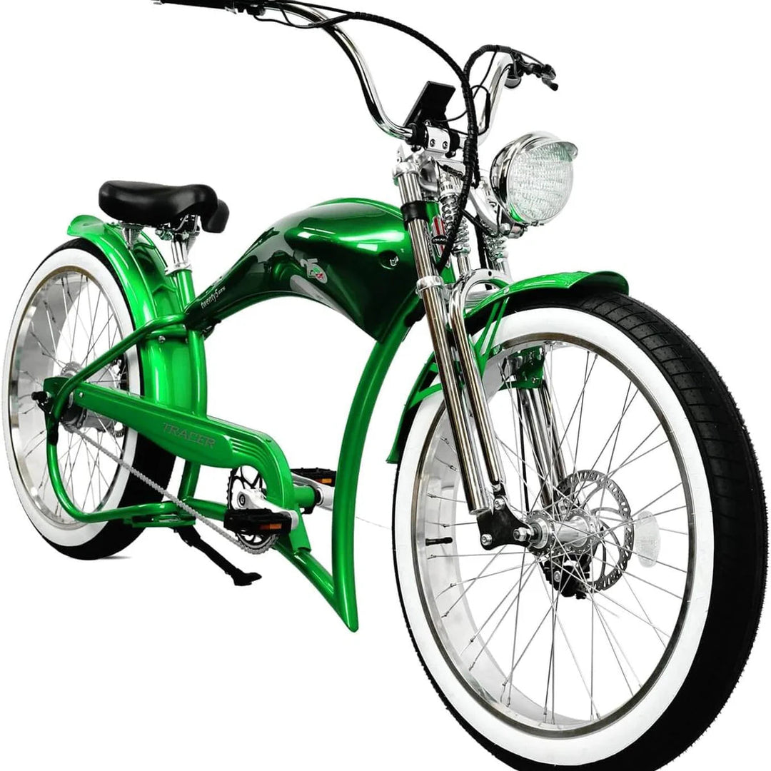 Tracer FM-Twenty5 E-Bike 26" Stretch Cruiser Steel Frame and Chain Guard for 26" x3.0, 4.0 Tire