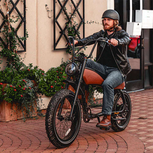 REVI BIKES|Prowler 52V 1000W Motor, Vintage Cafe Racer Electric Fat Tire Bike