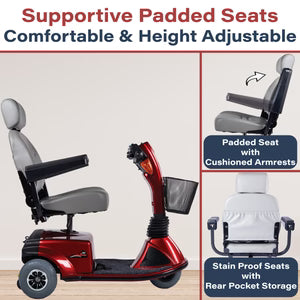 Zip'r Breeze 3-Wheel Heavy Duty Mobility Scooter | 300 lbs Capacity, Long Range
