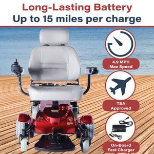 Zip’r Mantis Power Electric Wheelchair| 300 lbs Capacity, 15-Mile Range, 6-Wheel