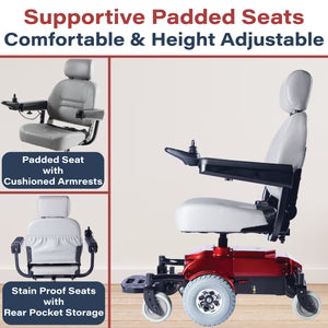Zip’r Mantis Power Electric Wheelchair| 300 lbs Capacity, 15-Mile Range, 6-Wheel