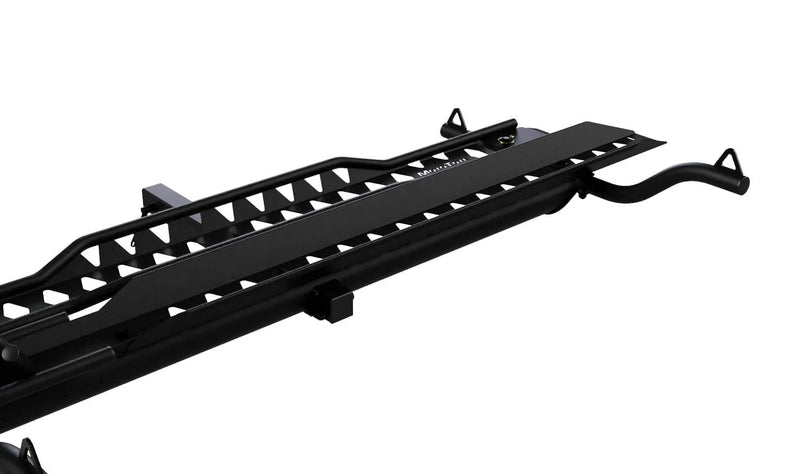 MaxHold Track:  Laser cut track with advanced geometry reduces carrier weight, grips/wedges rear tires up to 6" (152 mm) wide into the track, and accommodates most wheelbases up to a 65" (165 cm).
