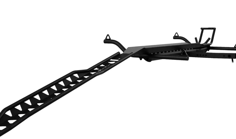 QuickLoad Ramp:  A long laser-cut ramp increases tire's traction, eases the loading angle and unhooks from the same side the ramp connects for a quicker loading process.