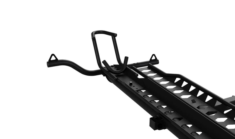 StableStop Chock:  Adjustable two-piece tire mount locks front tires up to 4.75" (120 mm) wide into chock, maximizes support, and helps balance the bike upright while securing tie-downs.