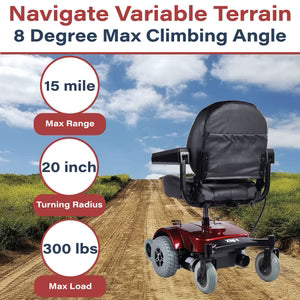 Zip’r PC Power Electric Wheelchair| 300 Lb Capacity, 15 Mile Range, Disassembles