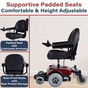 Zip’r PC Power Electric Wheelchair| 300 Lb Capacity, 15 Mile Range, Disassembles