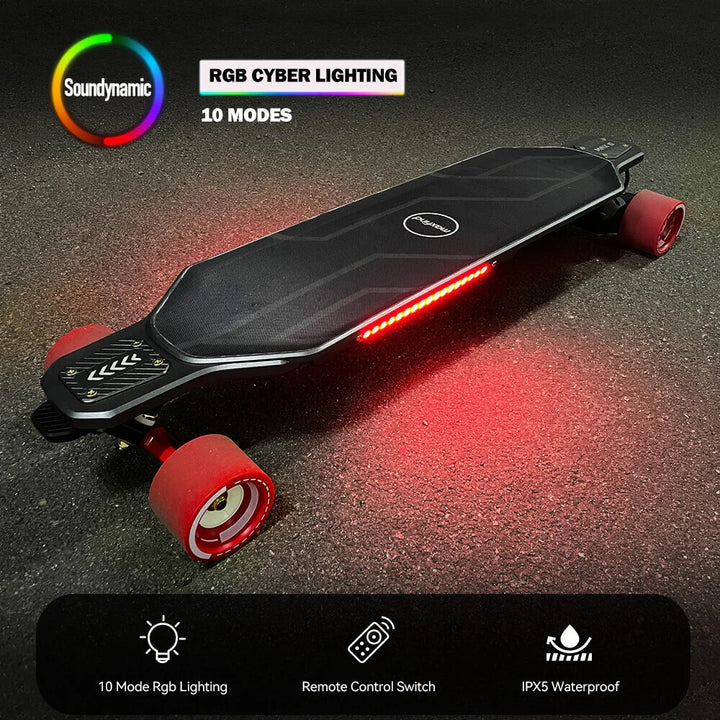 MAXFIND CYBER MAX| High Performance, Flexible Deck, RGB E-Skateboard