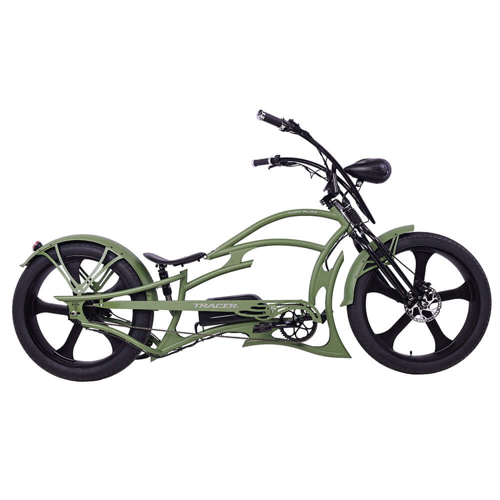 Tracer Raptor Pro DS 800W Stretch Cruiser, Chopper Fat Tire Electric Bike