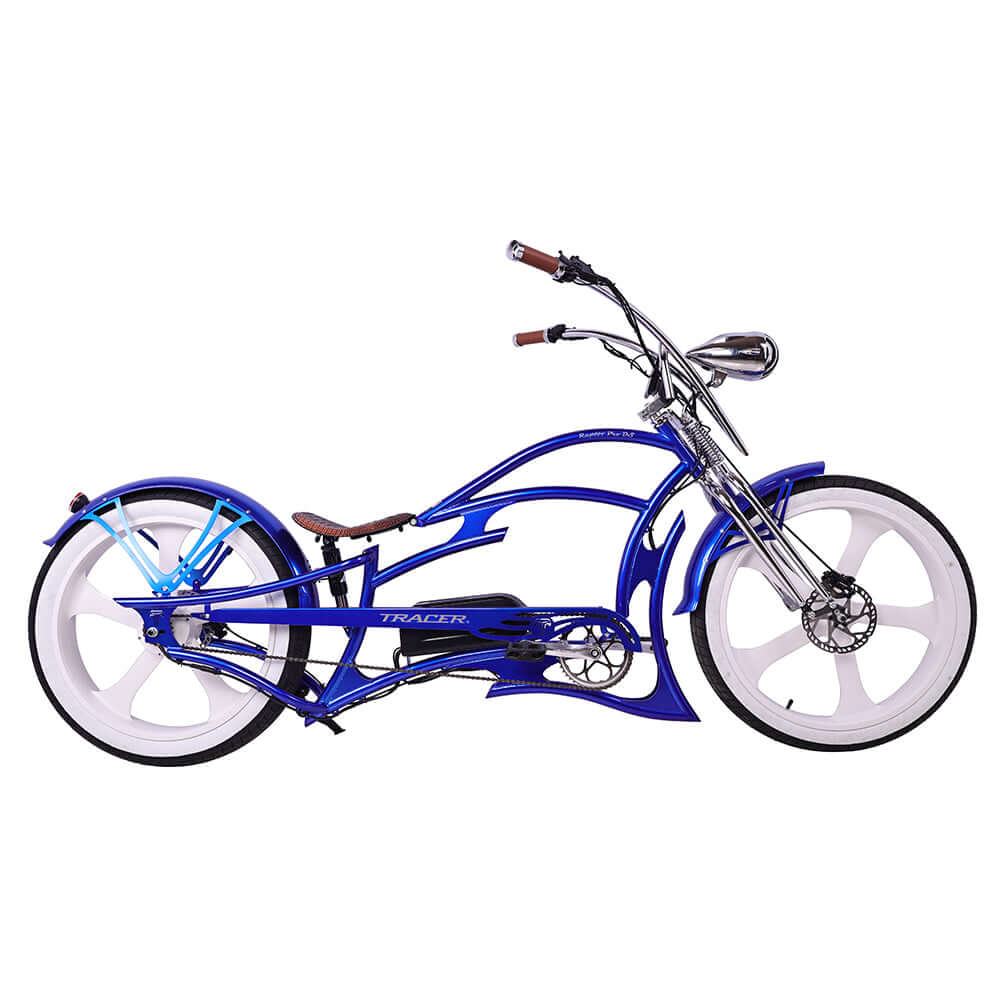 Tracer Raptor Pro DS 800W Stretch Cruiser, Chopper Fat Tire Electric Bike