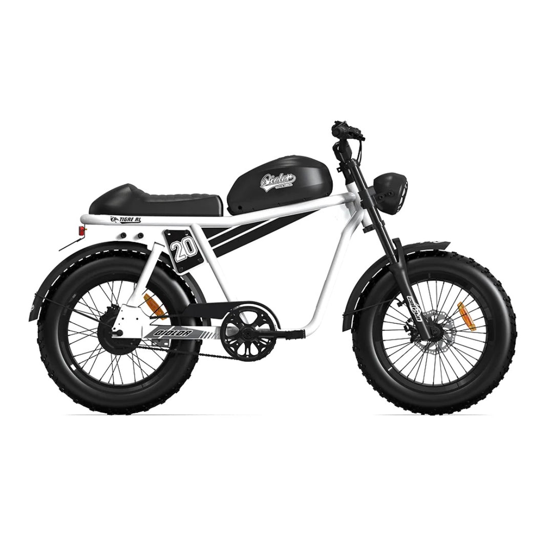 Qiolor| Tiger RL Cafe Racer Style, 28MPH, 400lb Cap Fat Tire E-Moped