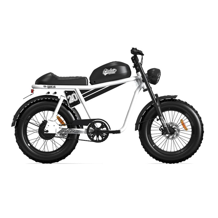 Qiolor| Tiger RL Cafe Racer Style, 28MPH, 400lb Cap Fat Tire E-Moped
