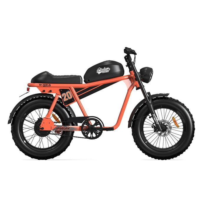 Qiolor| Tiger RL Cafe Racer Style, 28MPH, 400lb Cap Fat Tire E-Moped